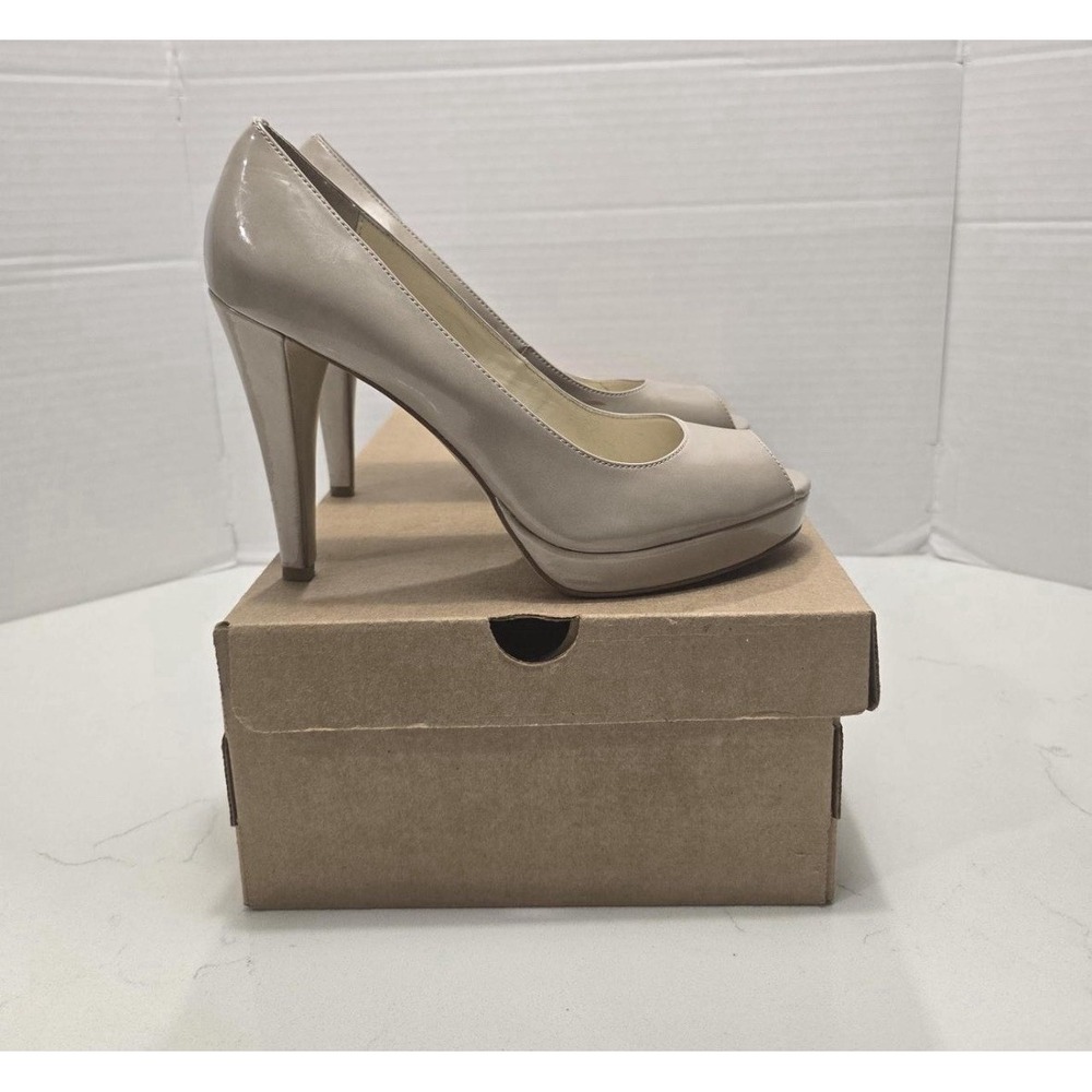 Calvin Klein Women High Heel Open peep Toe Party Dress Pumps Shoe tan -Size 8.5